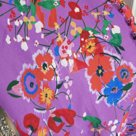 Saloni Womens Dress Eve Mini Button Lilac Pimpernel Purple Floral Prairie Size 2 - Picture 9 of 16